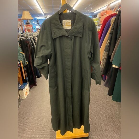 London Fog sz. 12 dark Matte Black trench coat - Picture 1 of 4